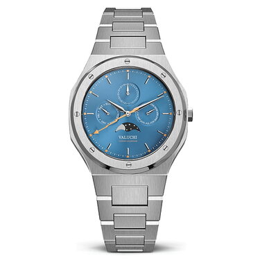 Valuchi Date Master Silver Blue 36 mm Horlogewatch Official