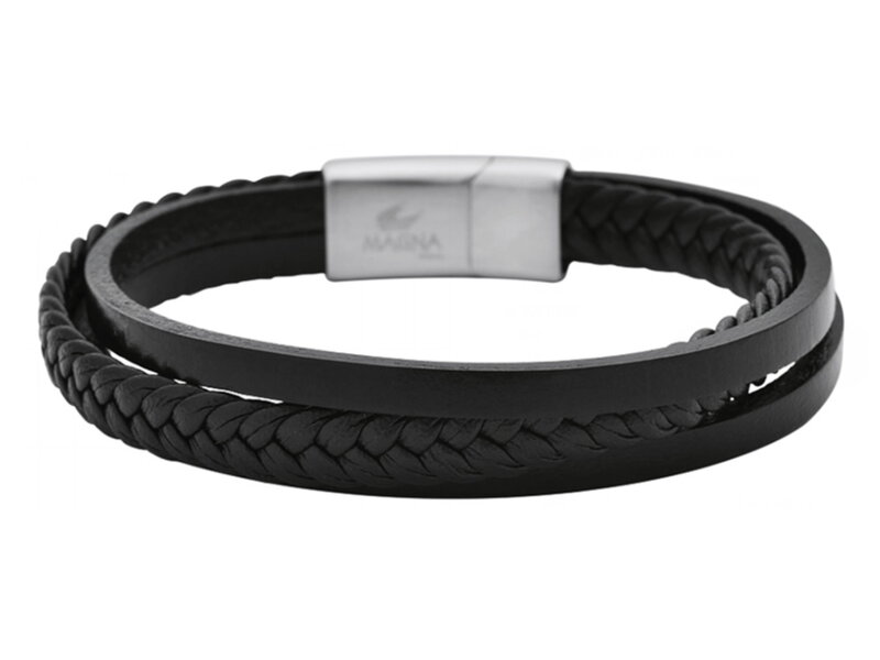 Akzent Armband Heren Zwart Leer Verlengbaar Horlogewatch.nl