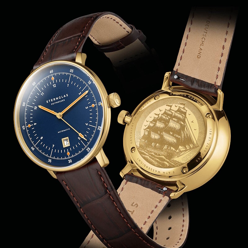 Sternglas Hamburg Dark Blue Gold Edition Marine Automatic S02-HHM07-HE01 Horlogewatch