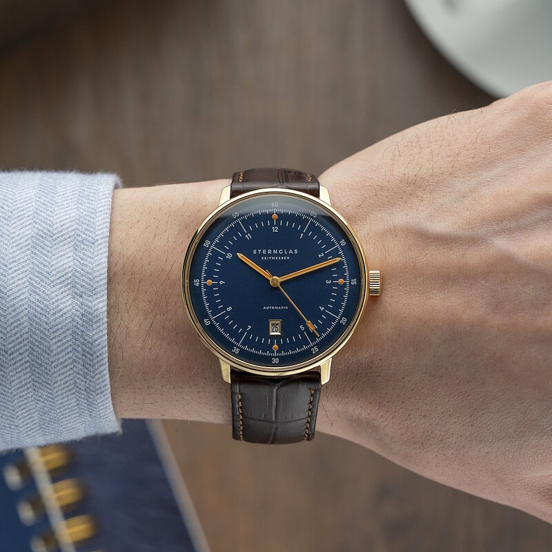 Sternglas Hamburg Dark Blue Gold Edition Marine Automatic S02-HHM07-HE01 Horlogewatch