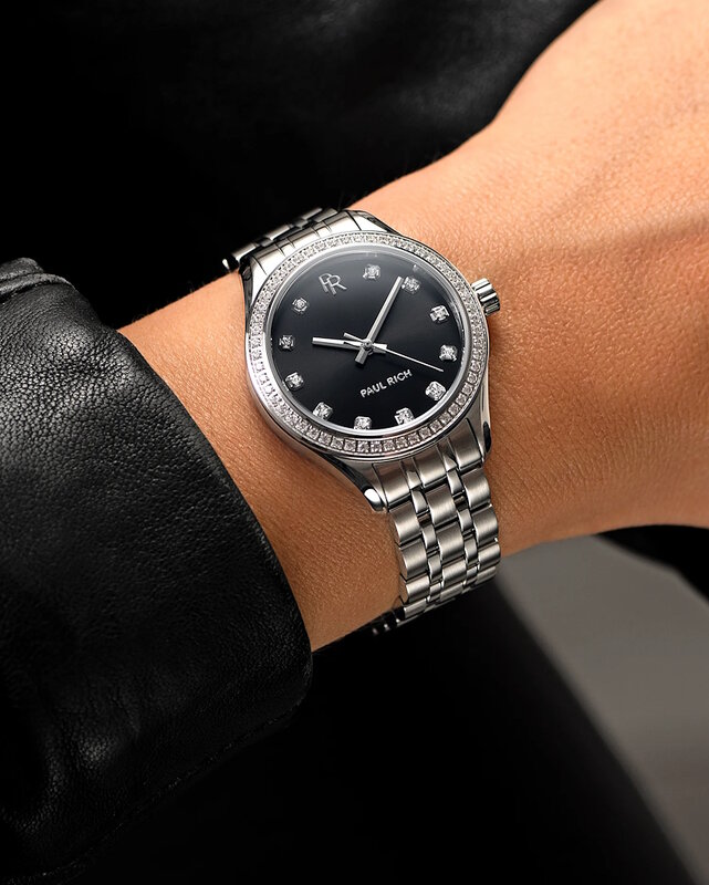 Paul Rich Crystelle Silver Black Horlogewatch