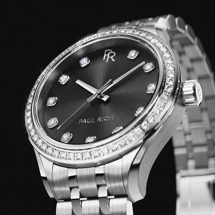 Paul Rich Crystelle Silver Black Horlogewatch