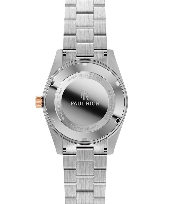 Paul Rich Crown Legacy Silver Rose Gold Aventurine Blue Back Horlogewatch