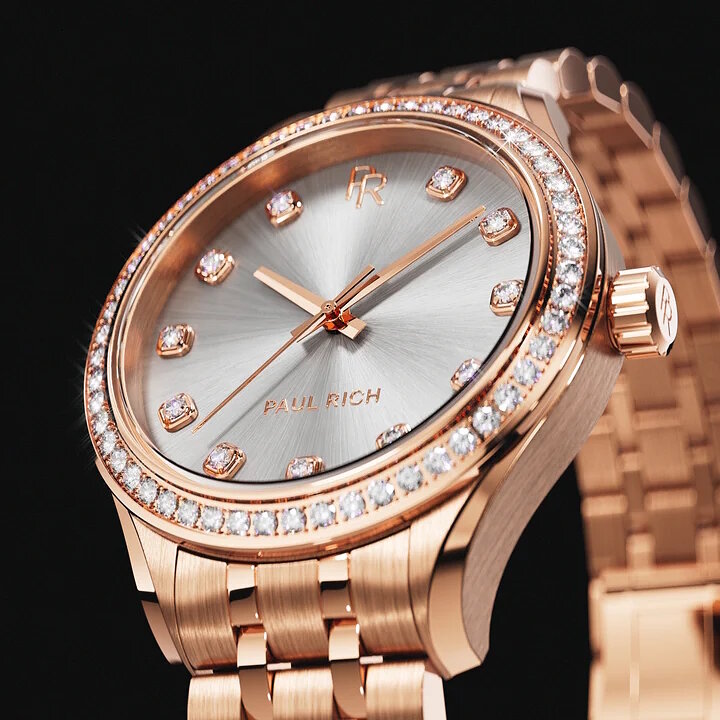 Paul Rich Crystelle Rose Gold Silver Dial Horlogewatch