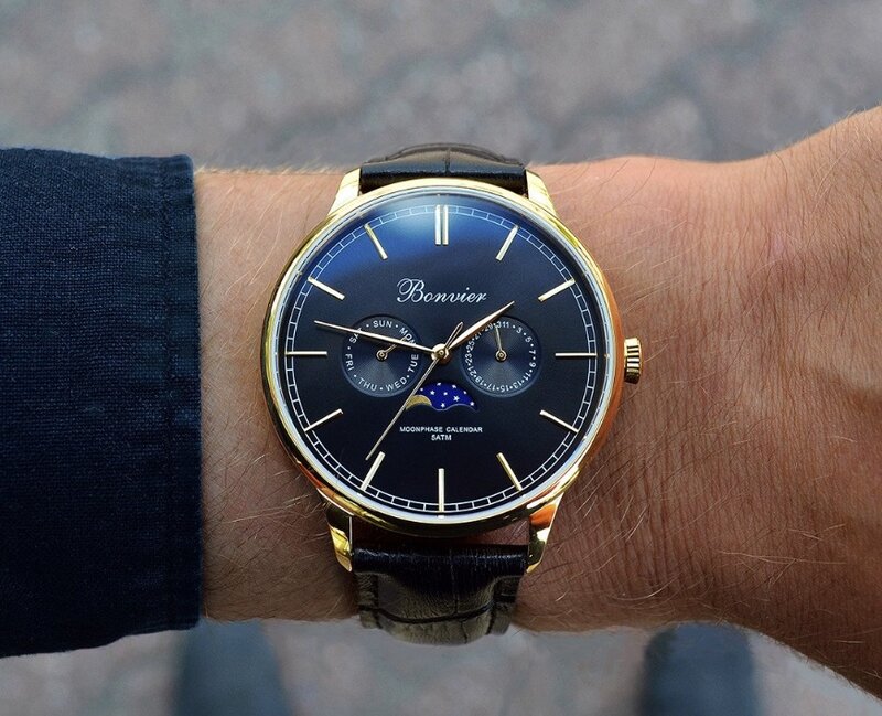 Bonvier Cavour Black Gold BW027 Maanfase Horlogewatch.nl