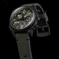 AVI-8 Hawker Hunter AV-4052-08 Retrograde Chronograaf Deep Green Black Horlogewatch.nl