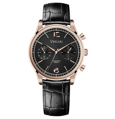 Vescari Chestor Rosegold Black - Black Croco