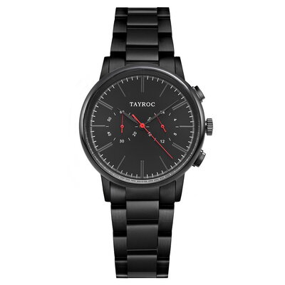 Tayroc Meridian Chrono Black/Red Steel - 42mm