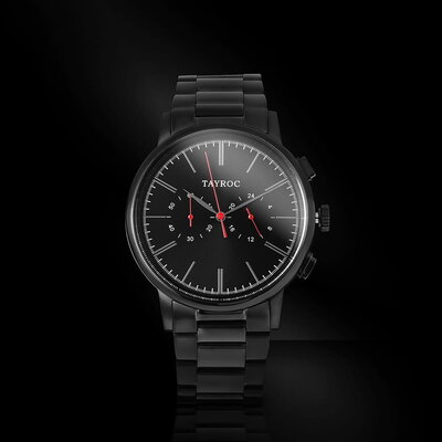 Tayroc Meridian Chrono Black/Red Steel - 42mm