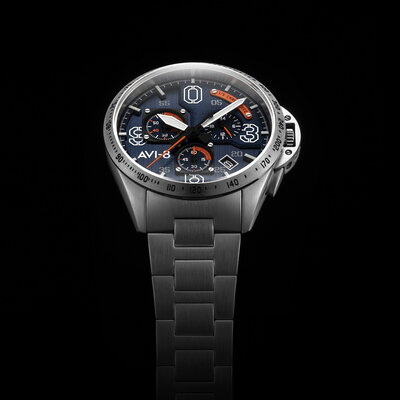 AVI-8 P-51 Mustang Blakeslee AV-4077-22 Chronograph Silver Oak