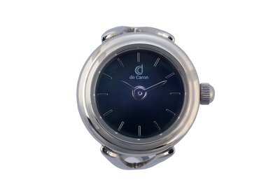 De Caron Ring Horloge Silver Black 1753-S1