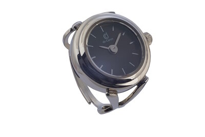 De Caron Ring Horloge Silver Black 1753-S1