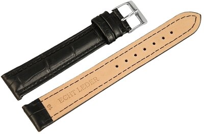 Horlogeband Zwart / Zilver 18 mm