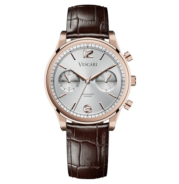 Vescari Chestor Rosegold Silver - Brown Croco Vescari Chestor Rosegold Silver - Brown Croco