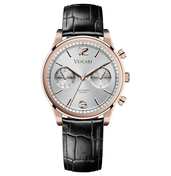 Vescari Chestor Rosegold Silver - Black Croco Vescari Chestor Rosegold Silver - Black Croco