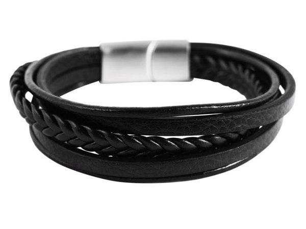 Akzent Armband Heren Zwart Leer