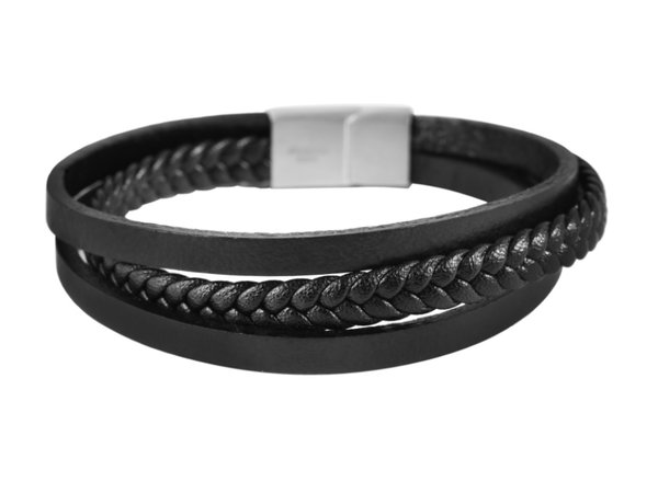 Akzent Armband Heren Zwart Leer