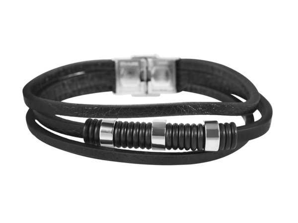 Akzent Armband Heren Zwart Leer
