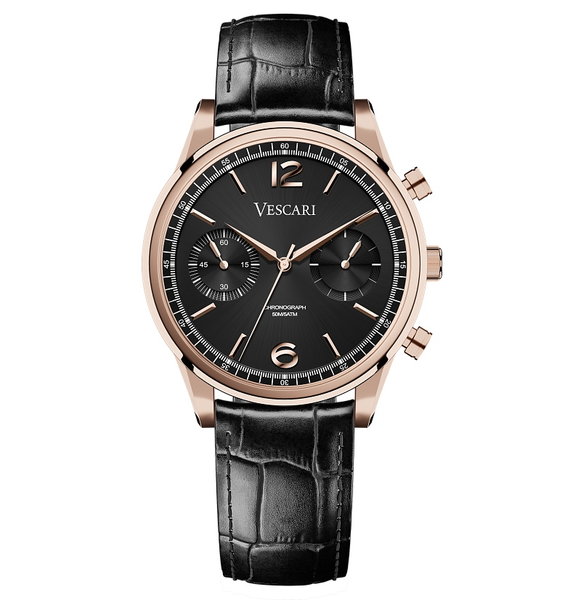 Vescari Chestor Rosegold Black - Black Croco Vescari Chestor Rosegold Black - Black Croco