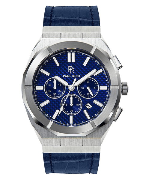 Paul Rich Motorsport Carbon Fiber Silver Blue Leather Paul Rich Motorsport Carbon Fiber Silver Blue Leather