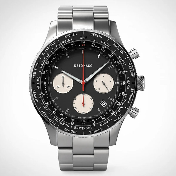 Detomaso Firenze Chronograph Black Steel Silver D08-04-23 Detomaso Firenze Chronograph Black Steel Silver D08-04-23