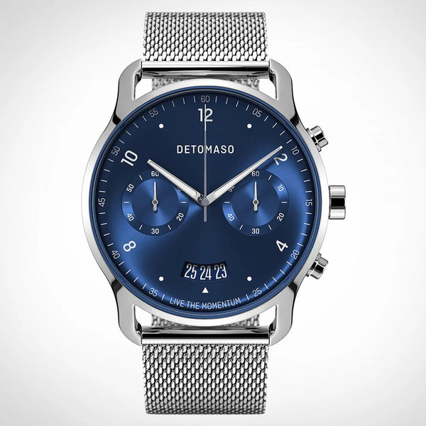 Detomaso Sorpasso Chronograph Limited Edition Silver Blue D02-27-26 Detomaso Sorpasso Chronograph Limited Edition Silver Blue D02-27-26