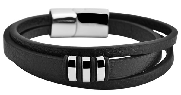 Akzent Armband Heren Zwart Leer