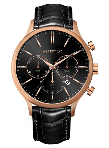 Maestro Watch Black & Rose Gold - The Executive Chrono Maestro Watch Black & Rose Gold - The Executive Chrono