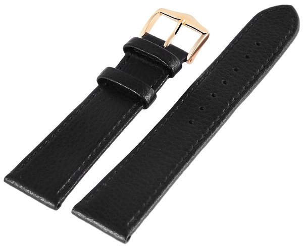 Horlogeband Zwart / Goud 20 mm