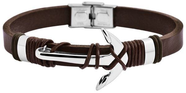 Akzent Armband Heren Bruin Leer