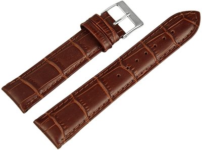 Horlogeband bruin echt leder croco 20mm zilver - GRATIS verzending |  Horlogewatch.nl